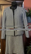 Talbots Black  White Houndstooth Knit Blazer Size 16  Skirt Size 14W
