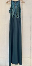 Morgan & Co Maxi Dress Sz 9 Keyhole Tieback Halter Bridesmaids Green