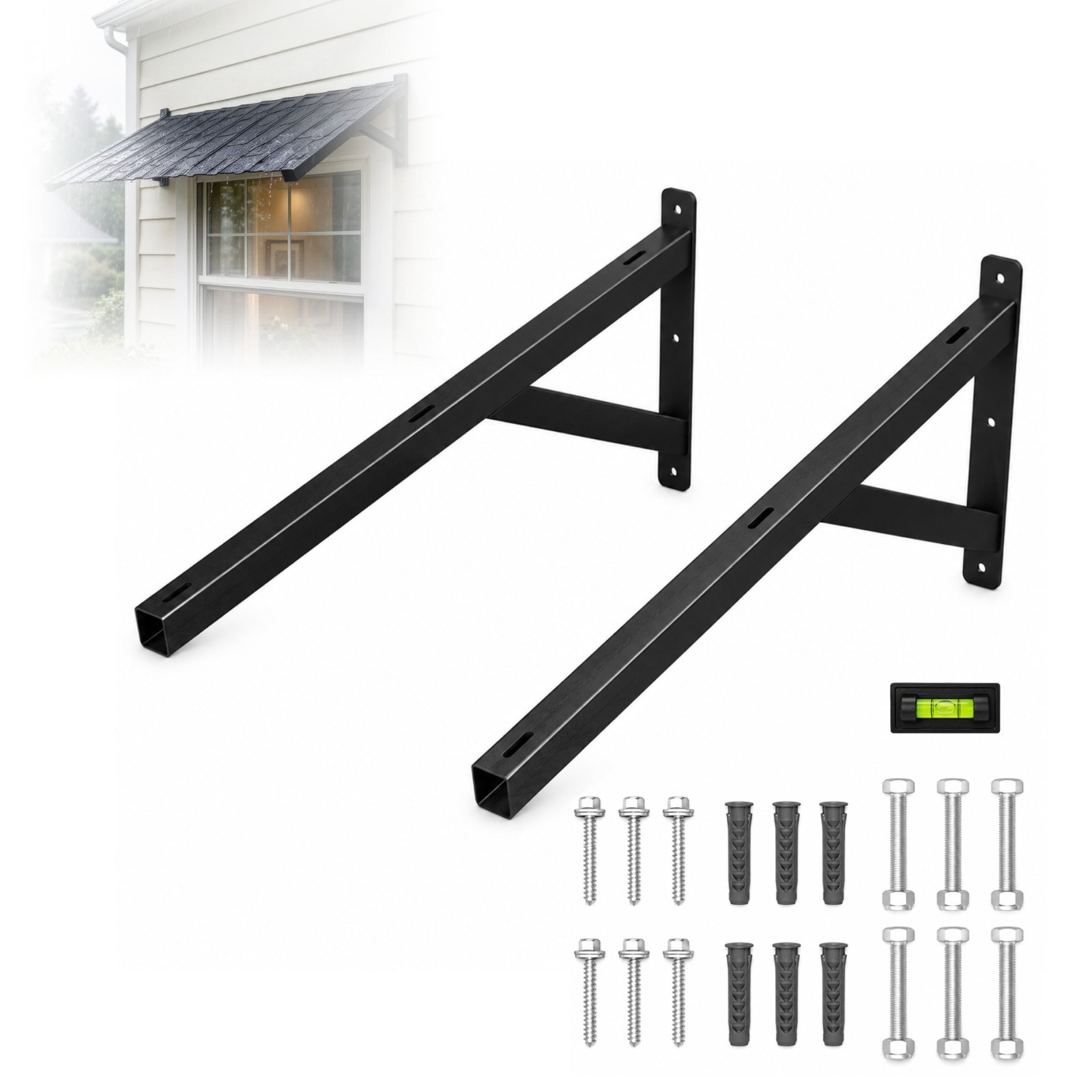 Heavy-Duty Awning Brackets,Fixed Metal Angled Outdoor Window Door Frame Kit