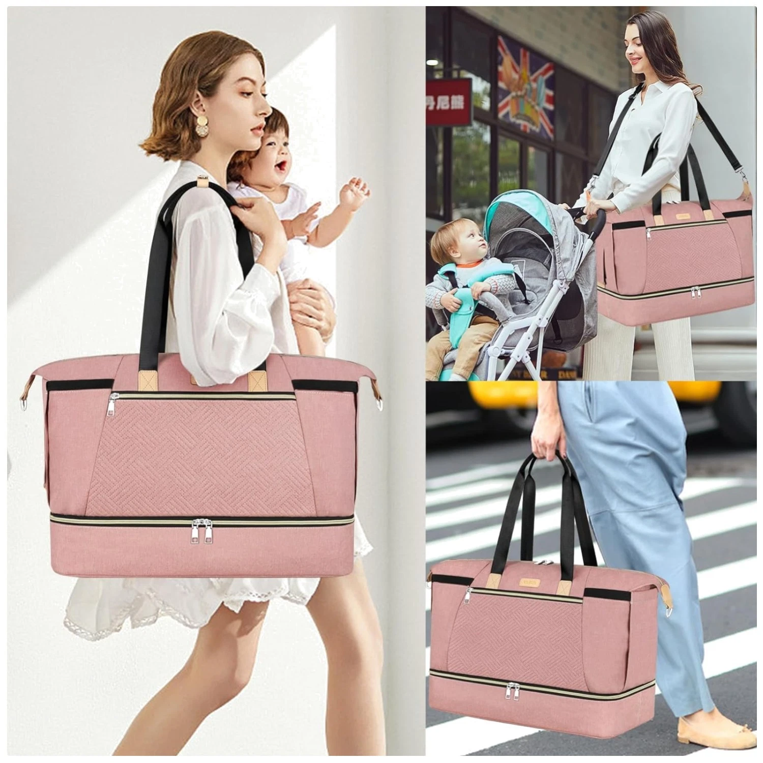 Stylish Mommy Tote Bag with Changing Pad