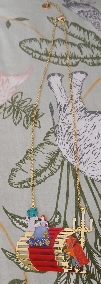 LES NEREIDES Paris N2 Ladies BELLE Beauty & The Beast Hand Painted Necklace 55cm - Image 2 of 4