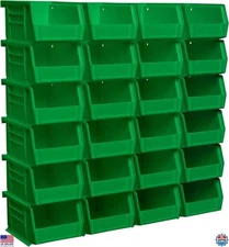 Akro-Mils 30210 Green Plastic Storage Bins - 24-Pack Stackable, 5" x 4" x 3