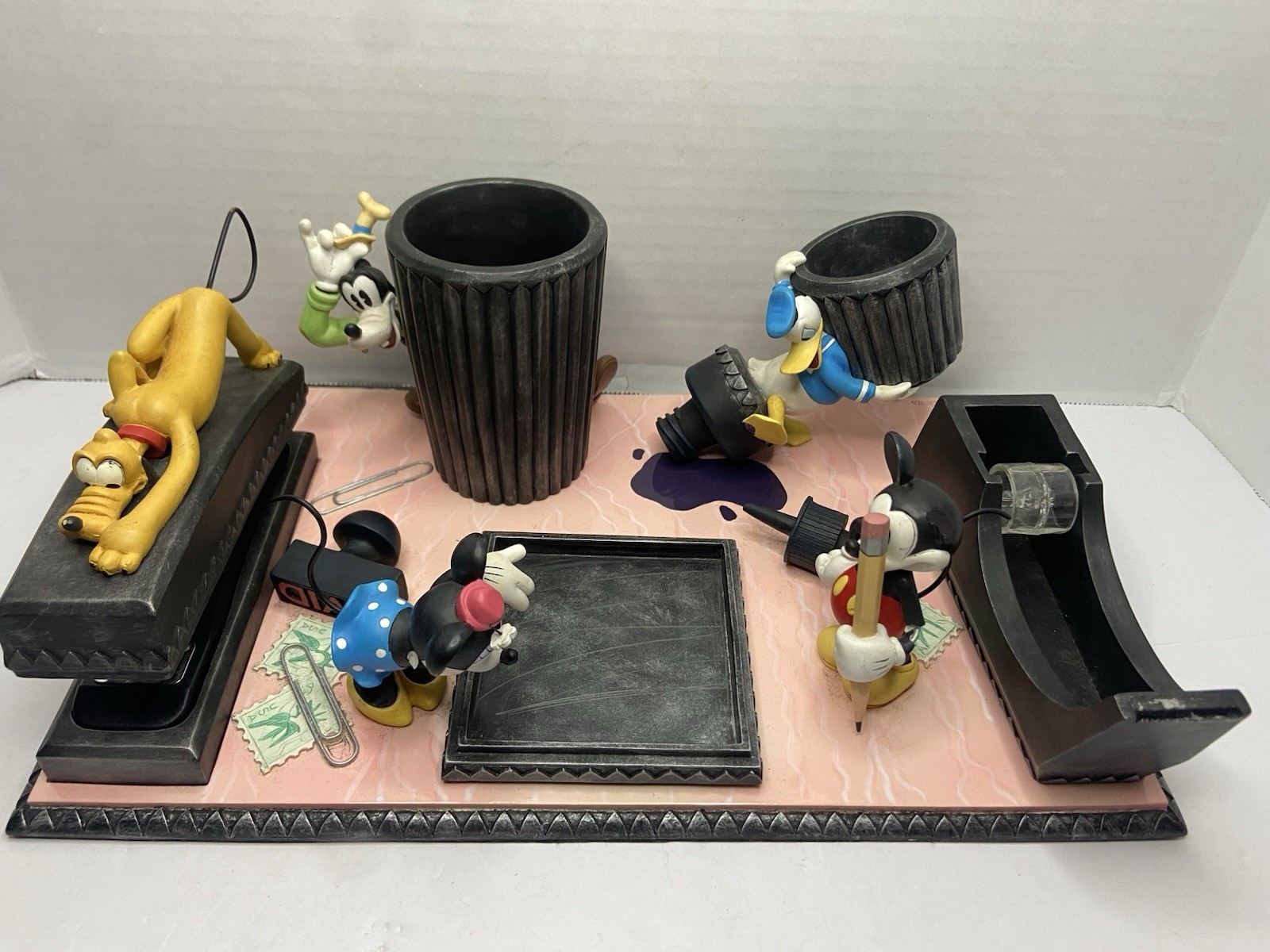 Vintage Disney Mickey Mouse Office Desk Stationery Note Paper Clip Pluto Stapler