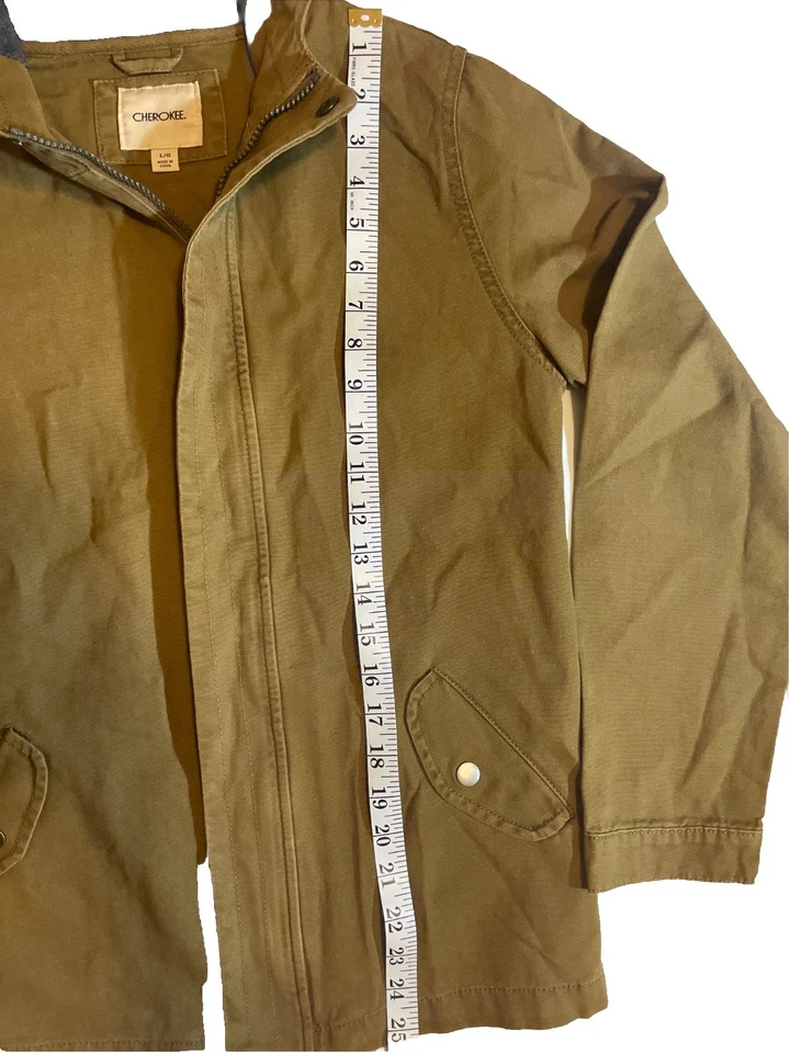 Cherokee Niños Talla Grande Con Capucha Chaqueta de Lona Caqui Cremallera Resistente al Agua Foto 3 de 4