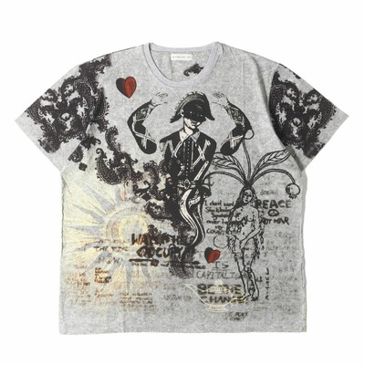 ETRO T-shirt XXXL Print graphic Crew neck Gray Made in Italy Cut and sew Men's