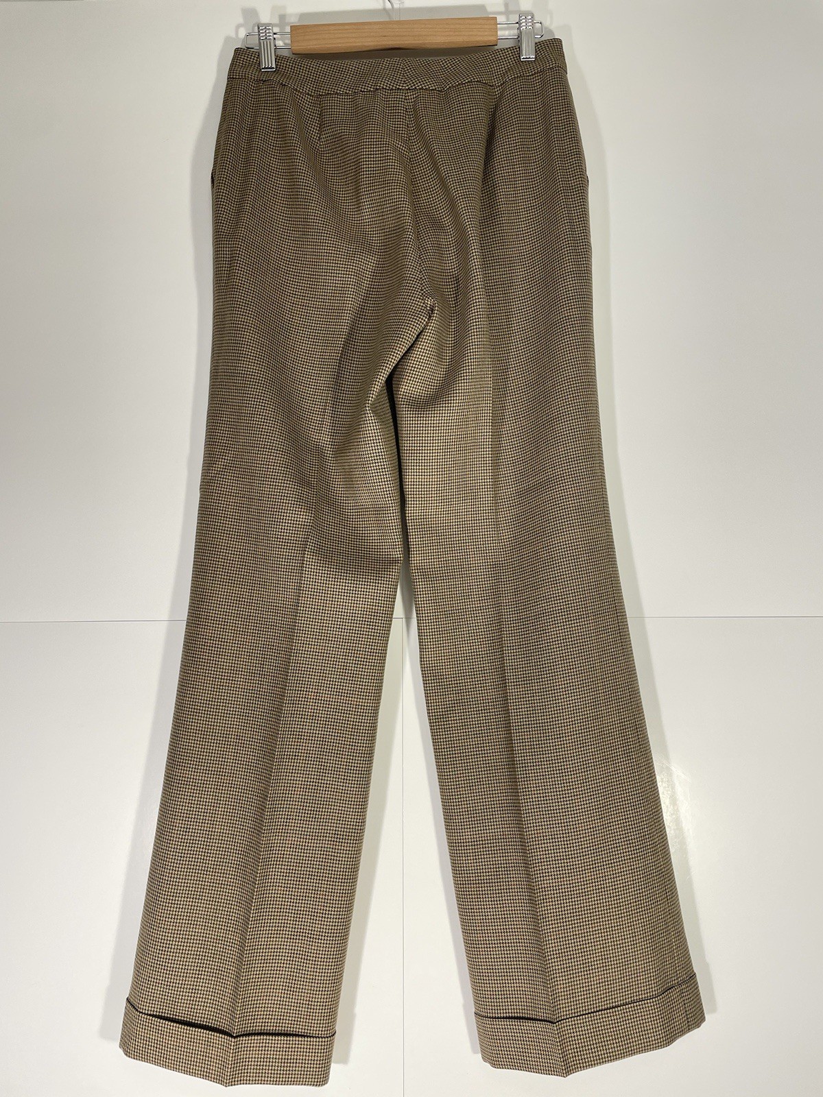 Ralph Lauren Pants Women 4 Brown Houndstooth Wool Vintage Wide Leg Lined