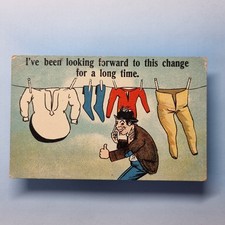 Comic Postcard 1914 Tramp Washing Line Change Of Clothes Chromo Litho