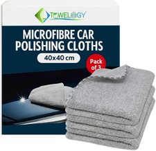Professional Car Polishing Cloths 3PK Ultra Soft Microfibre Buffing Cloths Large