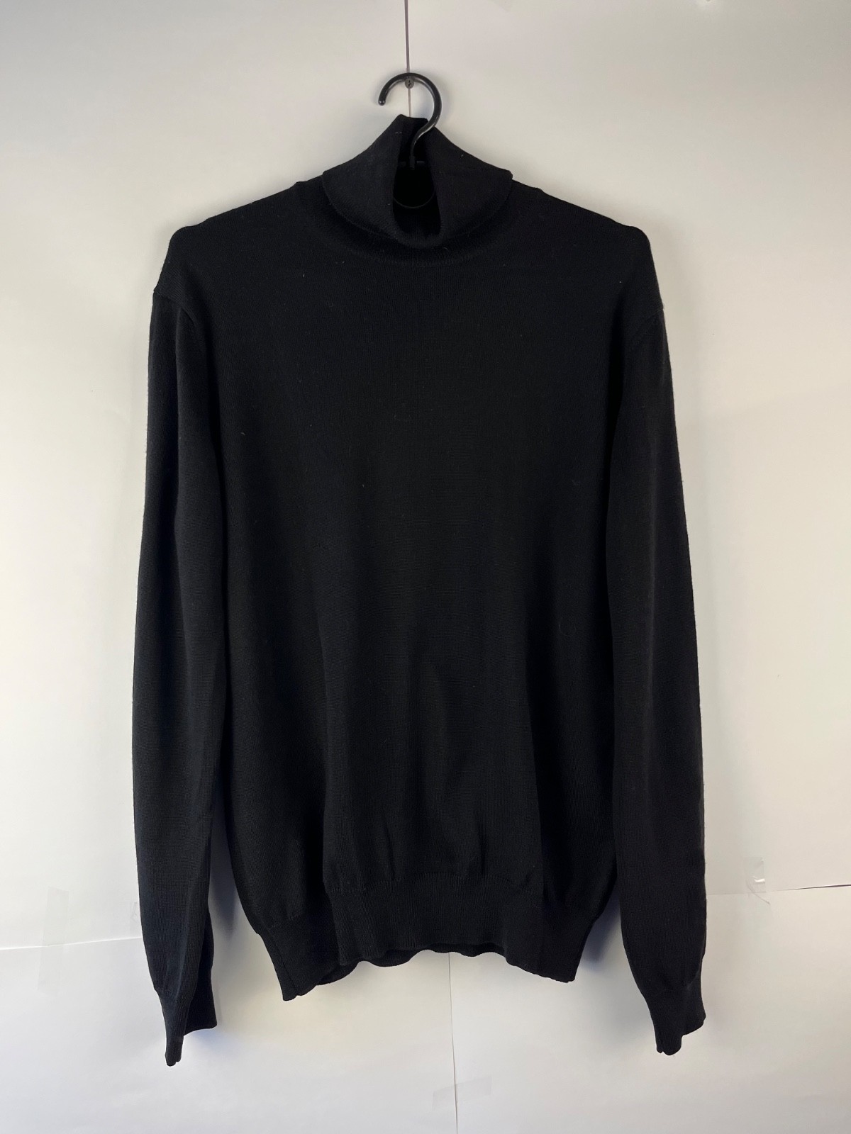 Boggi Milano Luxury Men's Black Wool Sweater Jumper Made in Italy Size M