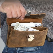 Genuine Leather Cell Phone Holster Waist Belt Bag Pack Loop Wallet Pouch Case
