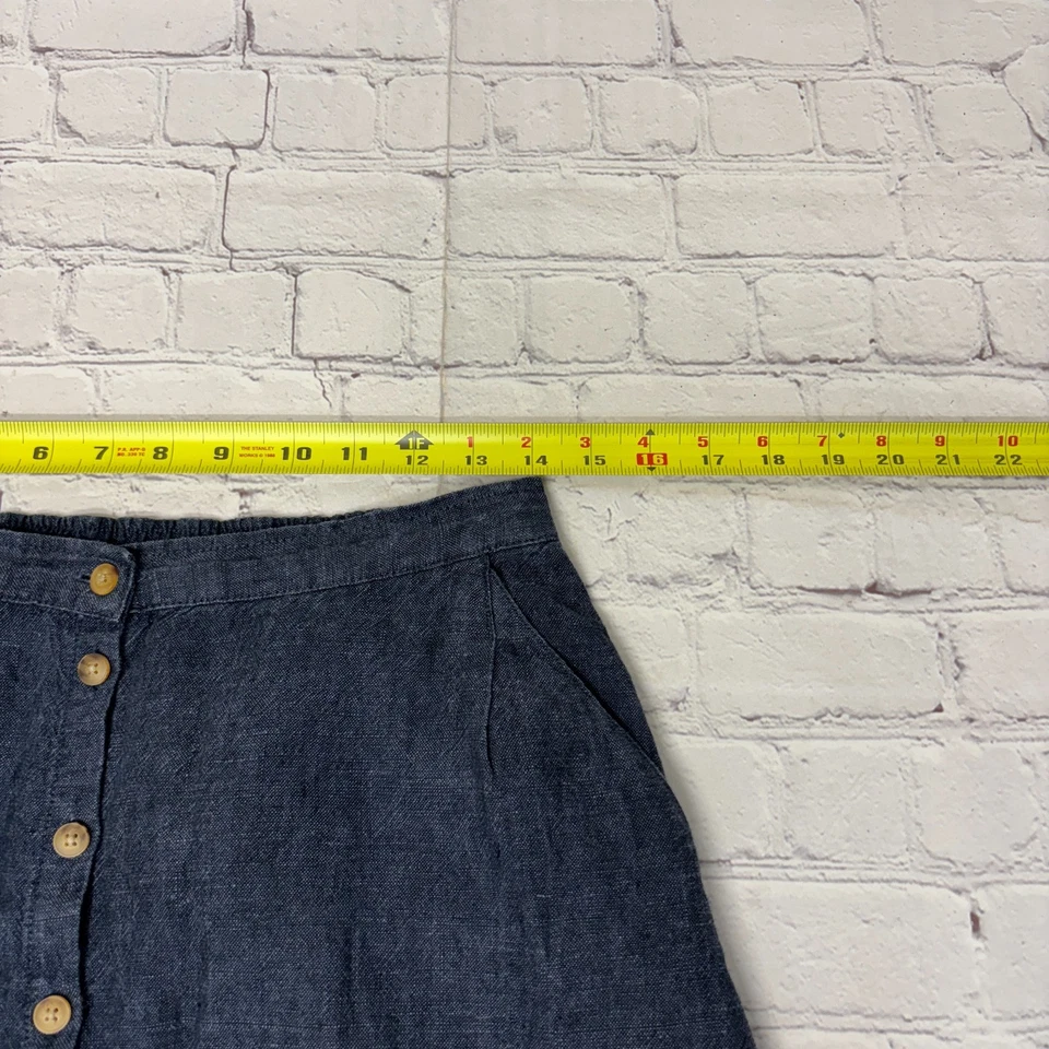 Garnet Hill Women 100% Linen Button Front Midi Skirt Size 6 Blue C041 -24 - Image 4 of 4