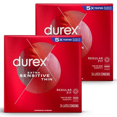 Durex Extra Sensitive Ultra Thin Condoms Pack Of 2 12 Count Regular Fit
