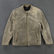 John Varvatos Leather Jacket Medium READ Lambskin Moto Cafe Racer Band Collar