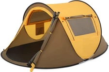 MoNiBloom Pop Up Tent 2 Person for Camping Waterproof 3-Person, Earth Yellow 