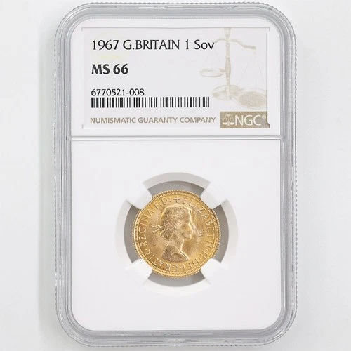 1967 Great Britain Elizabeth II Sovereign 1 Pound Gold Coin NGC MS 66
