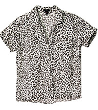 J CREW KNIT TUNIC woman size M ivory brown leopard print short sheeves pocket