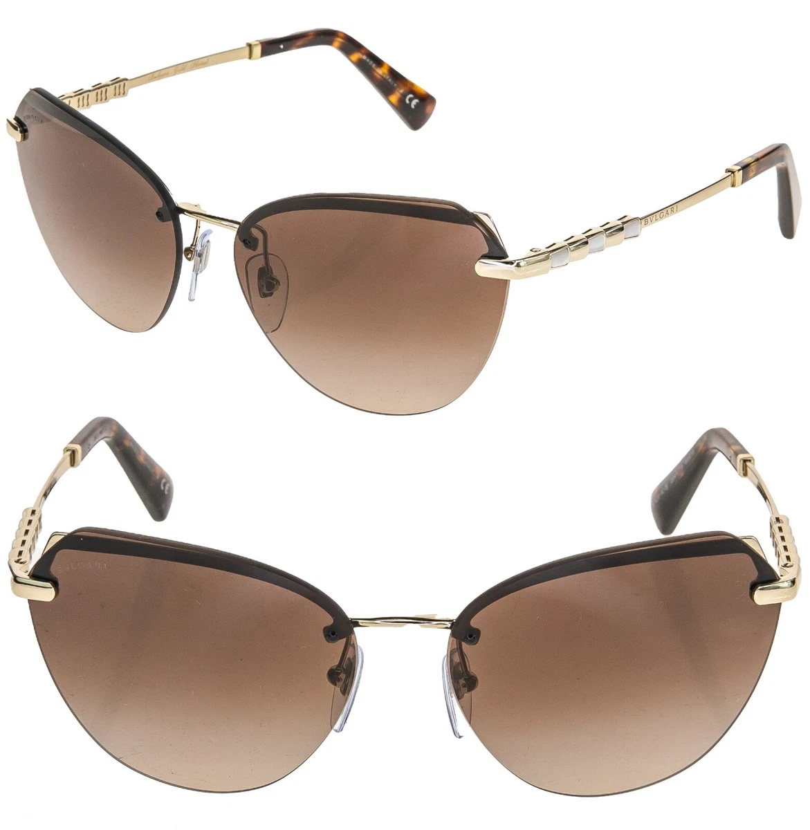 Bvlgari Gold Brown Sunglasses for Women for sale | eBay display picture 1