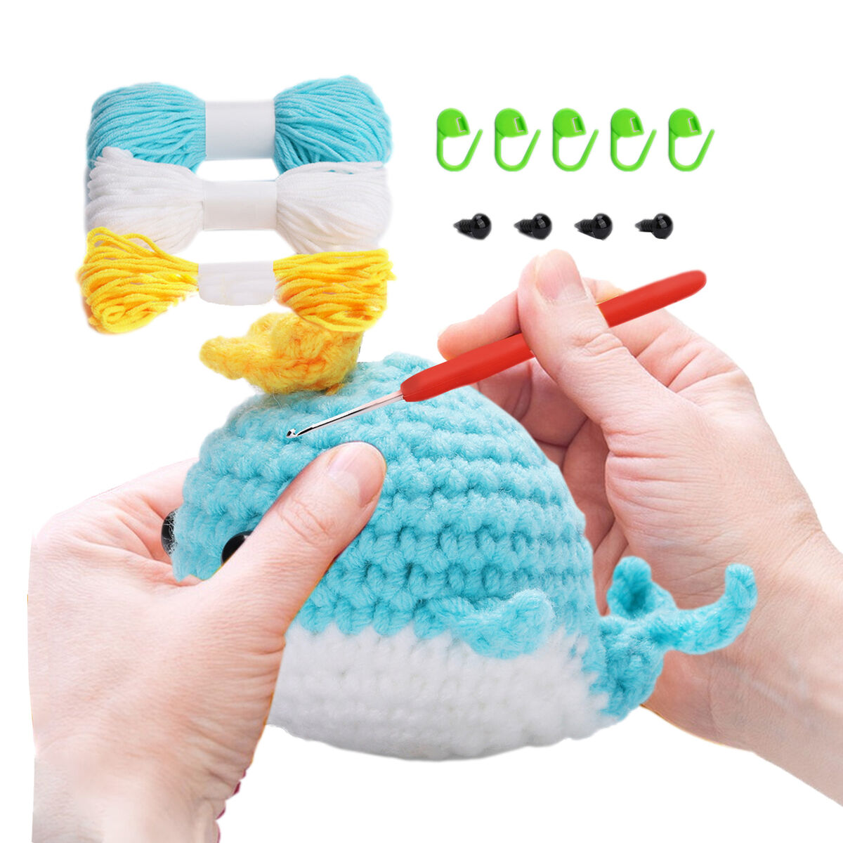 Crochet Beginners Kit, Handmade Whale Shape DIY Craft Kits