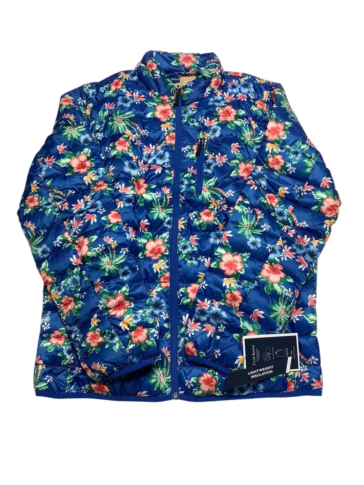 Club Room Men's Quilted Packable Puffer Jacket | Batista Tropical | Large.