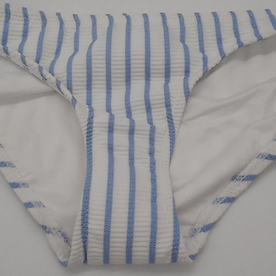 Parte inferior de bikini Anne Cole Studio para mujer pequeña a rayas texturizada natación rayas azules S Foto 4 de 4