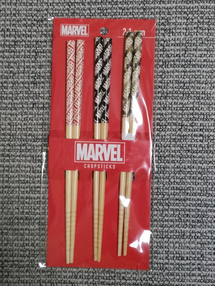 MARVEL Wooden Bamboo Japanese Chopsticks MARVEL LOGO New F S w