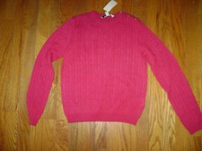 NWT BROOKS BROTHERS Fleece GIRLS KNIT SWEATER TOP size L PINK 100 CASHMERE