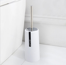 New Toilet Brush Set, Stainless Steel Slip Resistant Base White