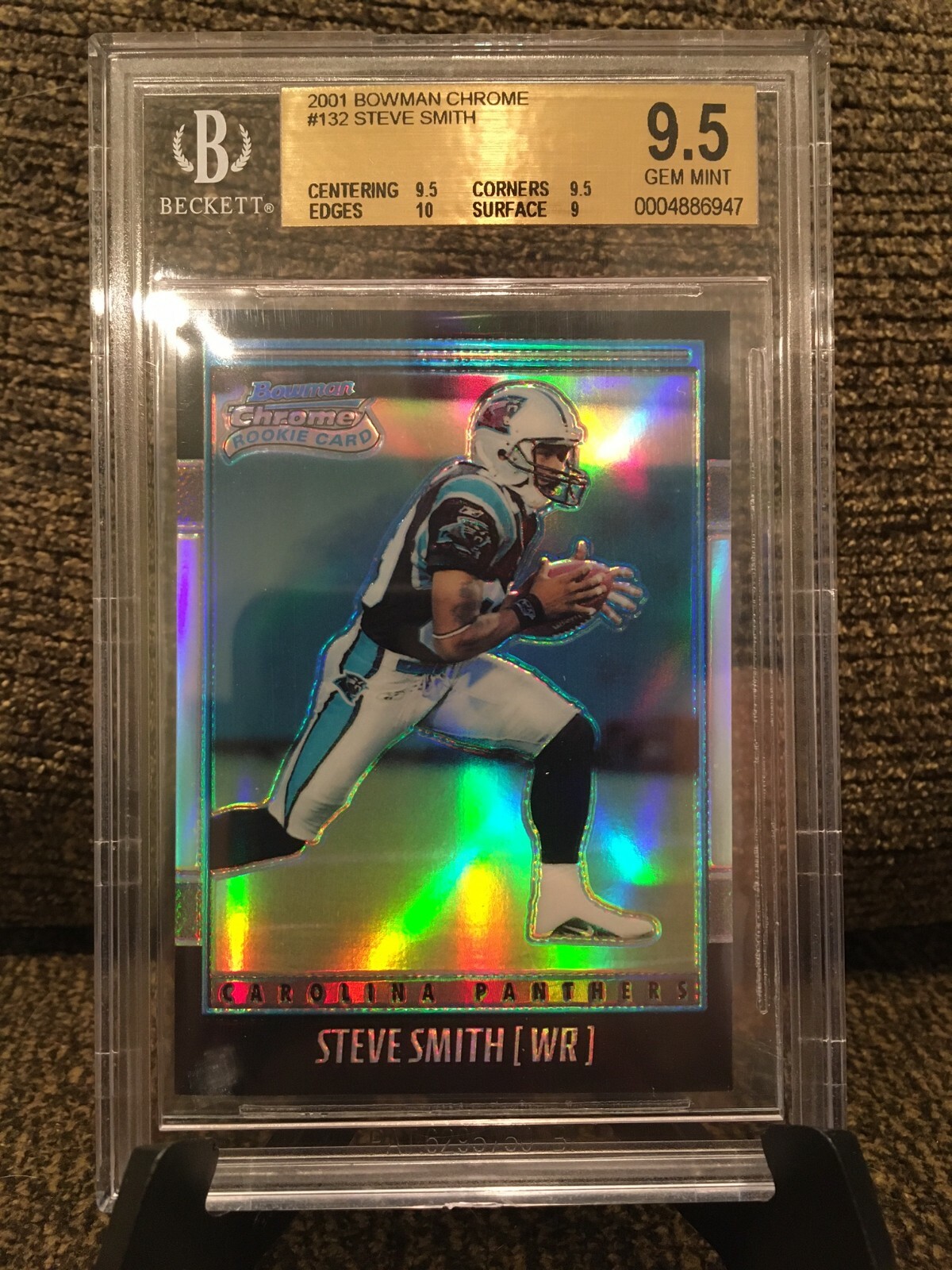 2001 Bowman Chrome Steve Smith RC Refractor /1999 Graded BGS 9.5 Gem Mint HOF