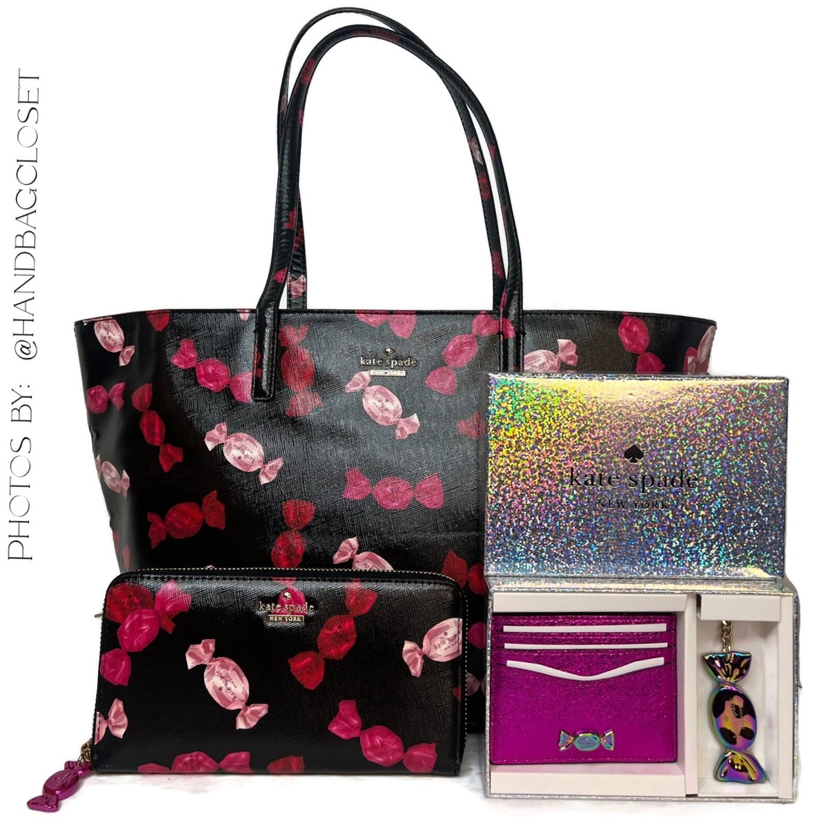 Kate Spade Candy Wrapper Bon Bon Tote Wallet Keychain Set Cedar St
