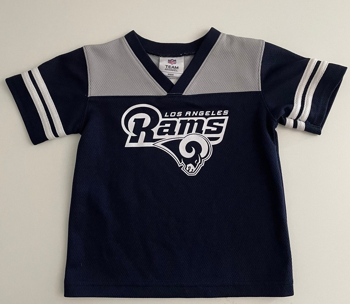 Los Angeles Rams NFL Team Apparel Kids Size 3T Blue Gray V-Neck Jersey  Football