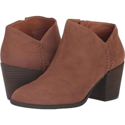 NEW Lucky Brand Bellita Heeled Bootie Women's Size 8 M Leather Cedar Brown 2.75''