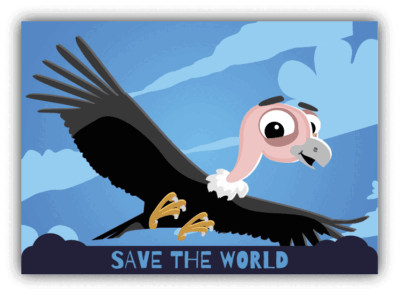 Save The World Vulture Cartoon Animal Greenpeace Slogan Car Bumper Sticker Decal