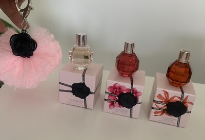Viktor & Rolf 4-PC Set Mini Flowerbomb Ruby Orchid Tiger Lily Keychain