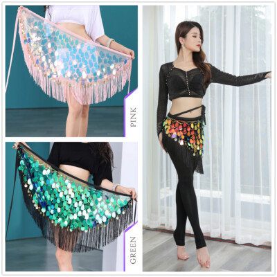 Shiny Sequins Tassel Hip Scarf - Belly Dance Skirt With Fringe For Latin, Samba, Festival & Performance