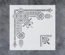 Gothic Corner Stencils for Art Walls Ornate Wall Stencils Stencil Template Reusa