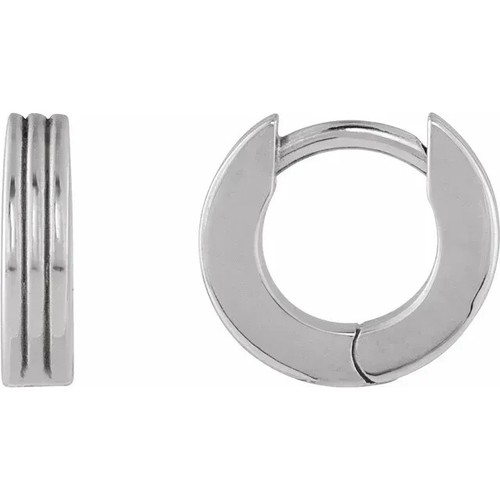 Hinged 10 mm Huggie Hoop Earrings In Platinum