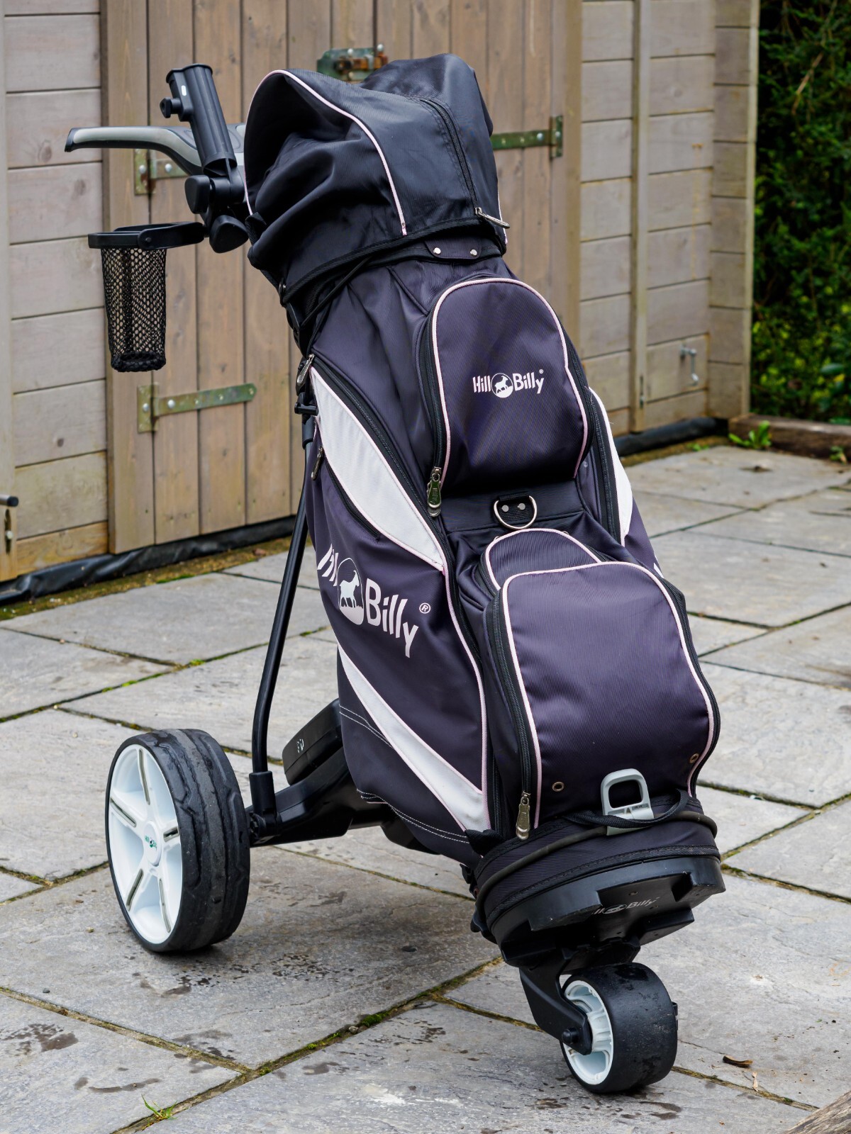 Hillbilly electric golf trolley with bag, battery and charger in Exc