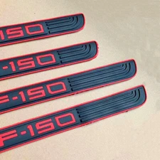 Red Tims For Ford F-150 Rubber Car Door Scuff Sill Cover Panel Step Protector X4