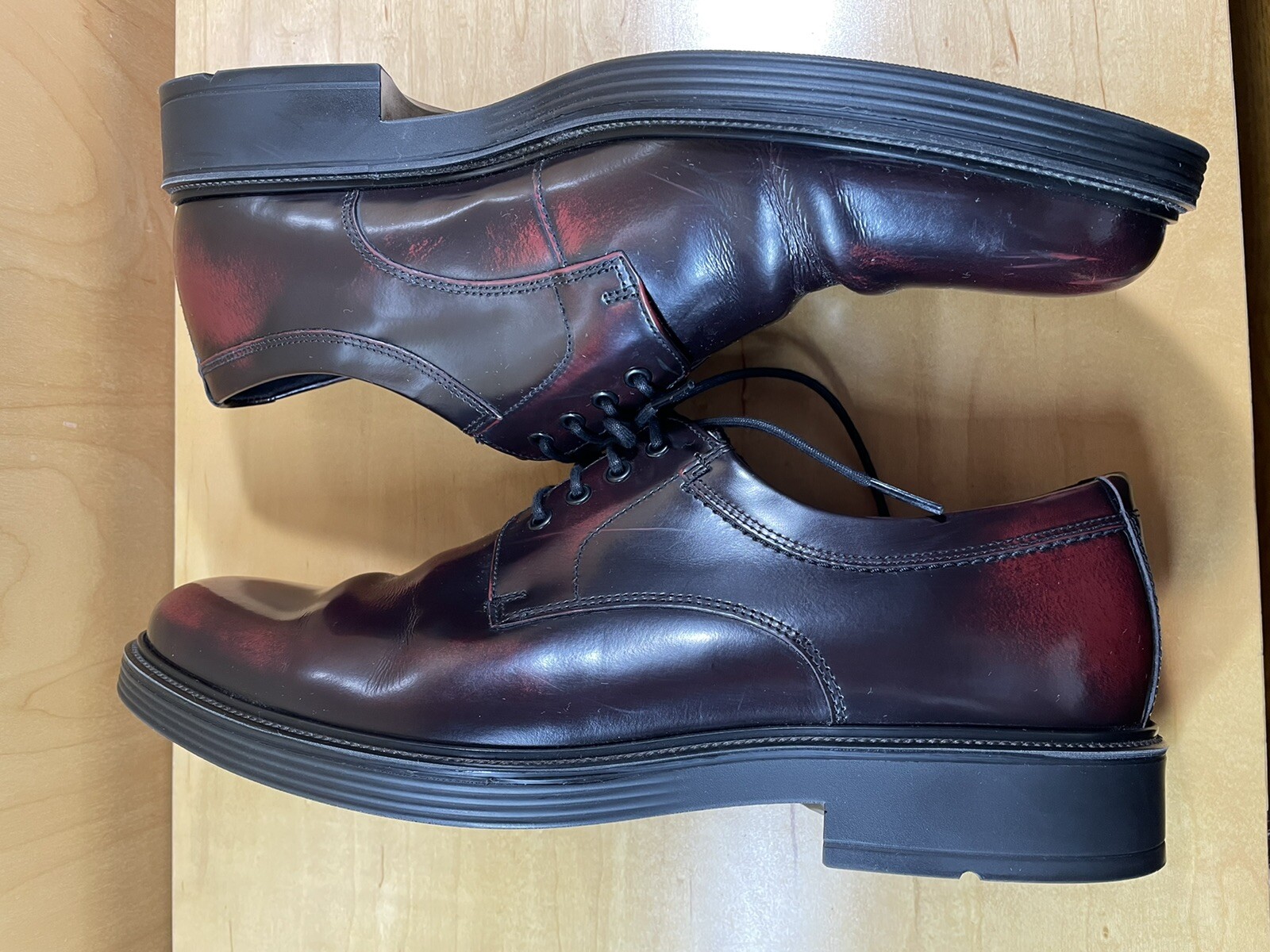 SAOLA Scarpe eleganti ECCO uomo Oxford in pelle taglia 13 basse marroni made in Portugal