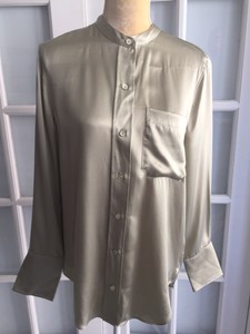 green satin blouse zara