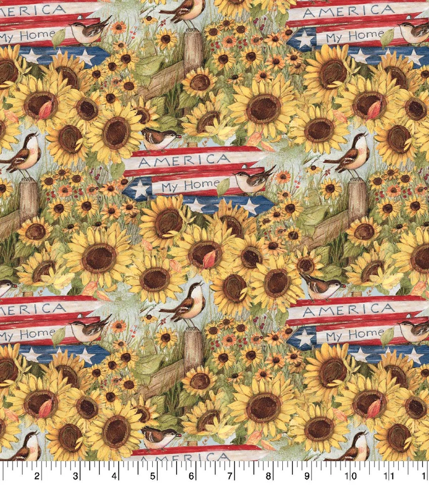 BTY Susan Winget AMERICA MY HOME Print 100% Cotton Quilt Crafting Fabric by YARD - Image 2 of 2