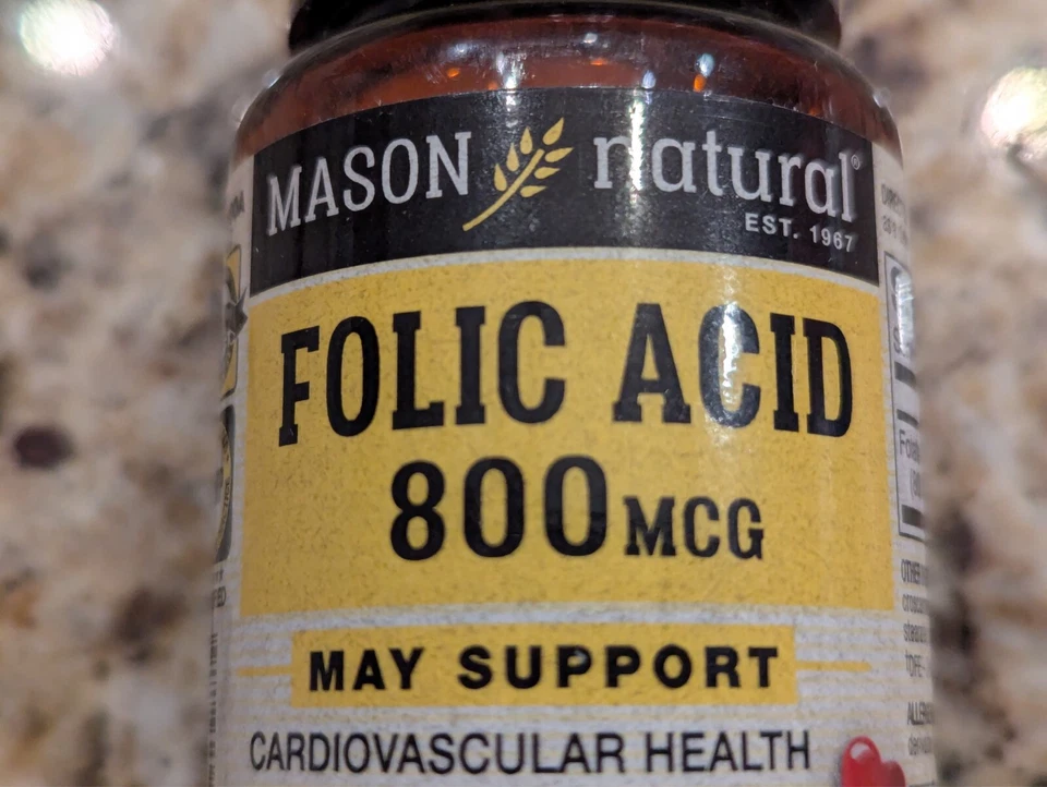Mason Natural Ácido Fólico 800mcg Salud Cardiovascular 100 Comprimidos caducidad: 03/2026 Foto 3 de 4