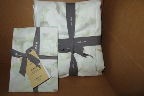 West Elm Organic Sateen Canopy Duvet Cover Twin/Twin XL Storm Blue & 1-Sham New