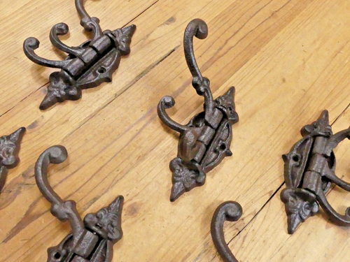 9 Cast Iron Antique Style SWIVEL Coat Hooks Hat Rustic **READ DESCRIPTION* - Picture 8 of 13
