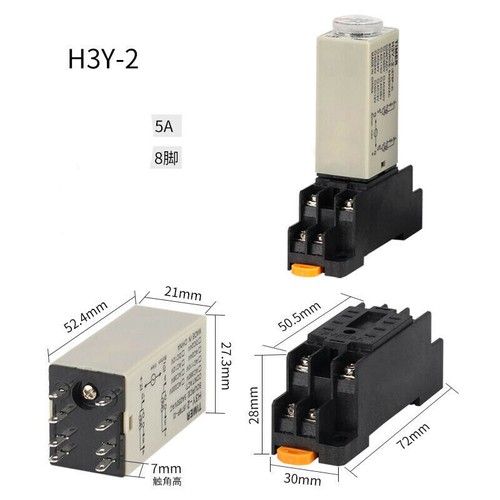 H3Y-2 Timer Time Delay Relay 1S-60Minutes DC12 24V AC24 110 220V With Base DPDT - Picture 2 of 4