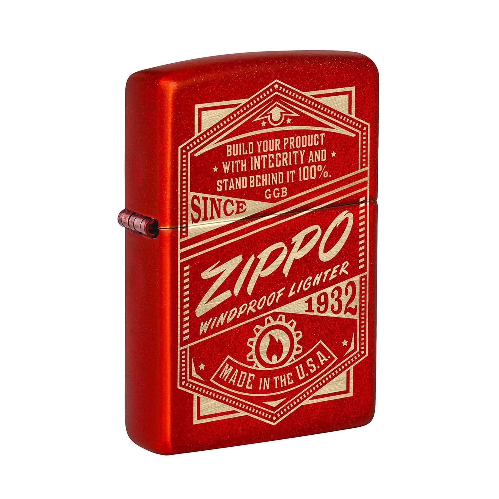 New Zippo Pocket Lighter Metallic Red It Works Design Brass Material Windproof 48620.