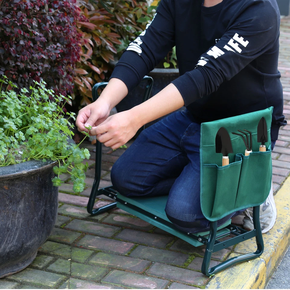 NEW Garden Kneeler Seat w/ Kneeling Pad and Tool Pouch Folding Portable Bench - Image 3 of 4