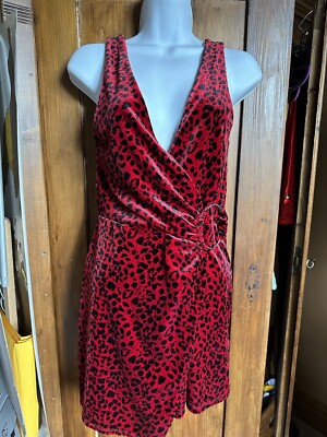 Red Black Leopard Velvet New Look Jumpsuit Wrap Playsuit