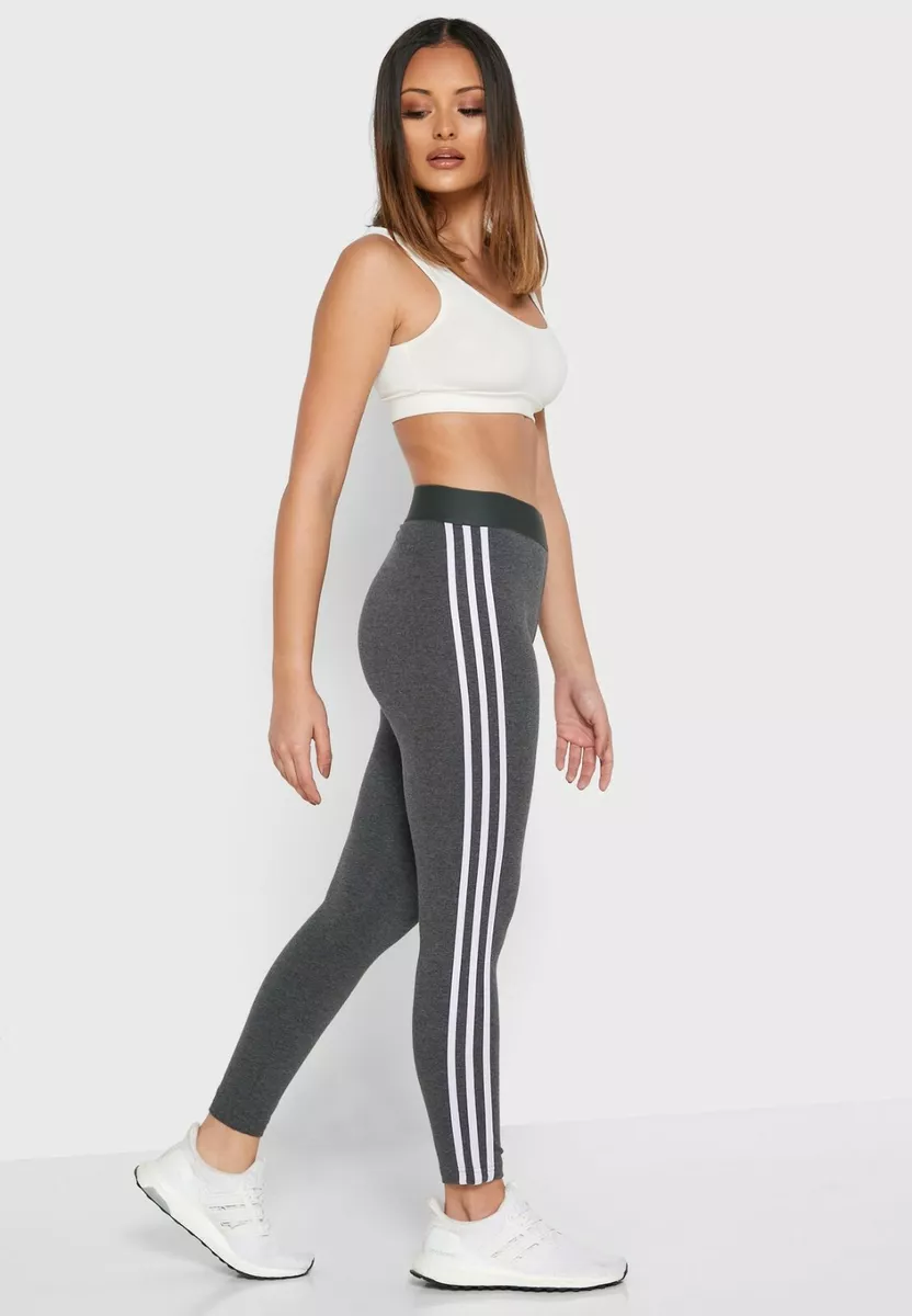 adidas Essentials 3-Stripes Cotton Tights - Grey