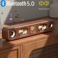 10W Vintage Wooden Bluetooth Speaker w/ 4D Surround Stereo Sound FM Radio AUX